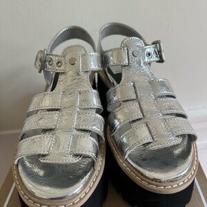 Dolce Vita Silver Gladiator Sandals with Platform Sole